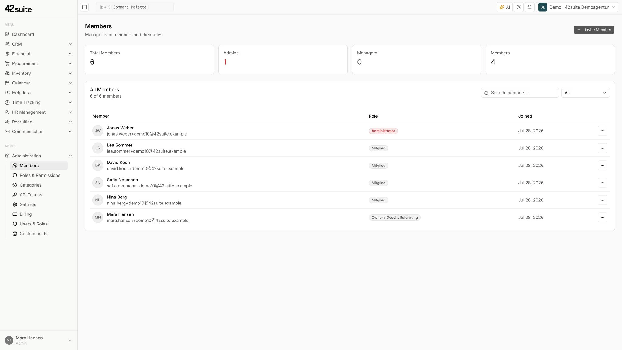 Team and onboarding workflows in 42suite